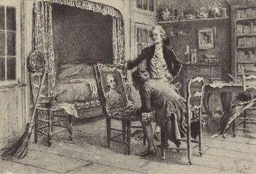 Jean-Jacques Rousseau mirando su retrato